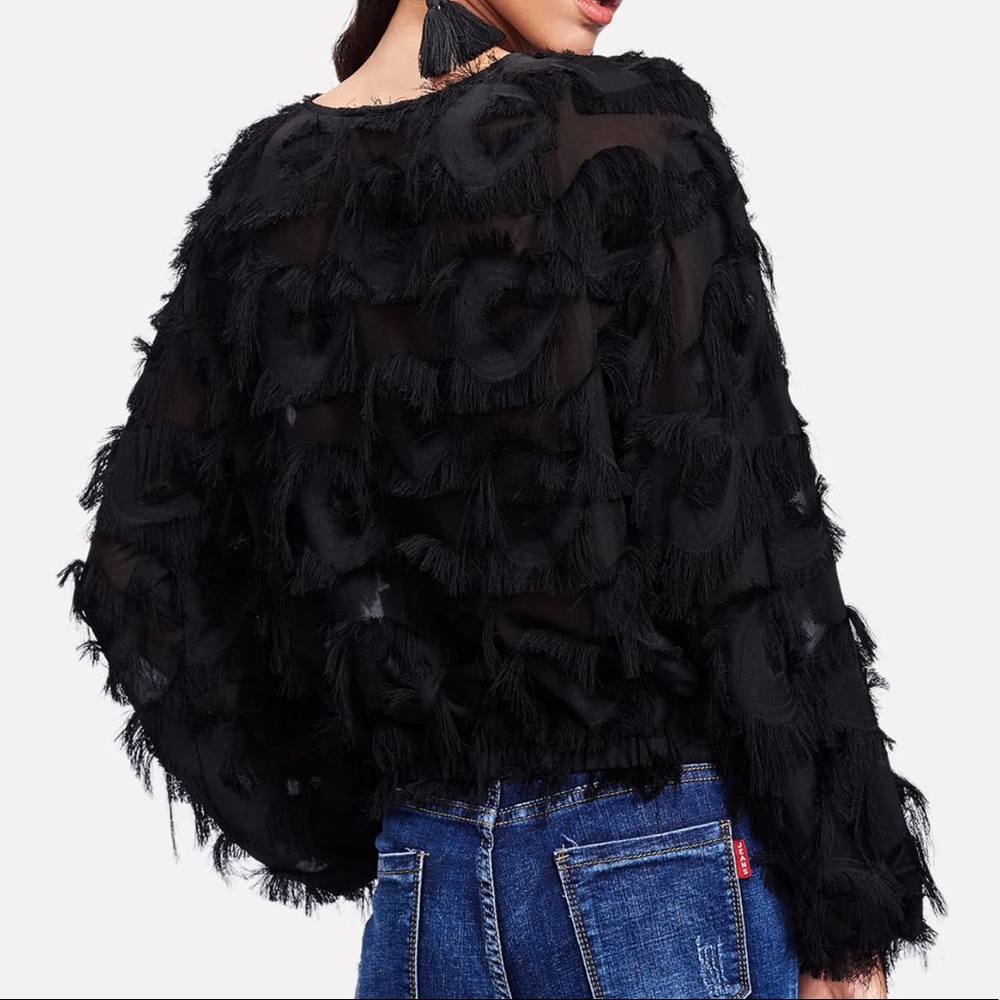 🏆HP🆕🌹 black mesh 3D gorgeous long sleeve top - Picture 6 of 7